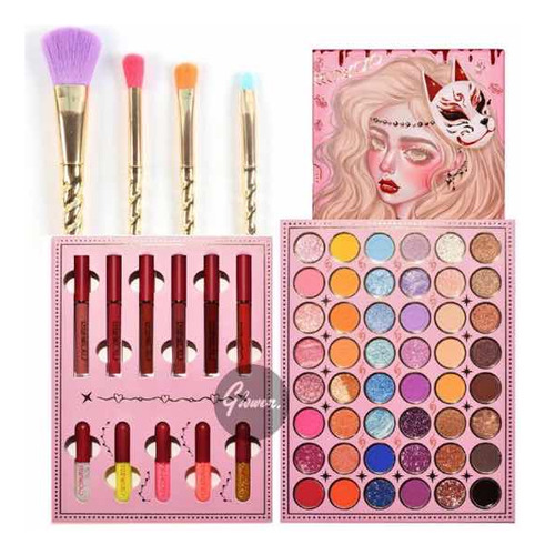 Maquillaje Infantil Niñas Candy 52 Tonos + Set De 4 Brochas