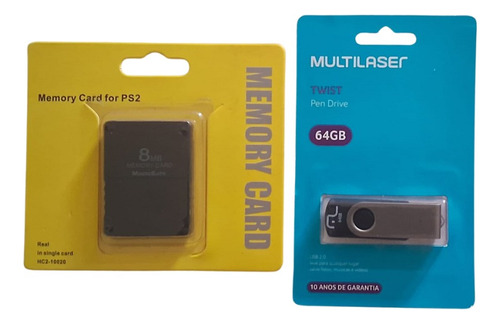 Kit Ps2 Memory Card + Pendrive 64 Gb Para Ps2 Slim