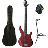 Yamaha Trbx174 Paquete Bajo Rojo Funda Afinador Y Base