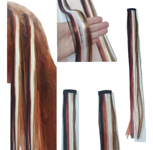 2u Tiras Mechas Extensiones De Pelo Con Micropeineta Cobre M