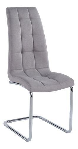 Silla Lino Gris Premium Base Trineo Cromada Cocina Comedor