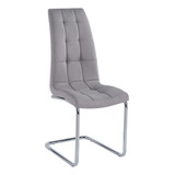 Silla Lino Gris Premium Base Trineo Cromada Cocina Comedor