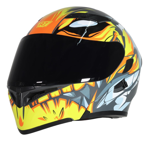 Casco R7 Abatible Unscarred Inflames Amarillo Mate S 