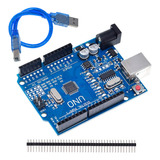 Placa Compatível Arduino Uno R3 Atmega328 Smd + Cabo E Pinos