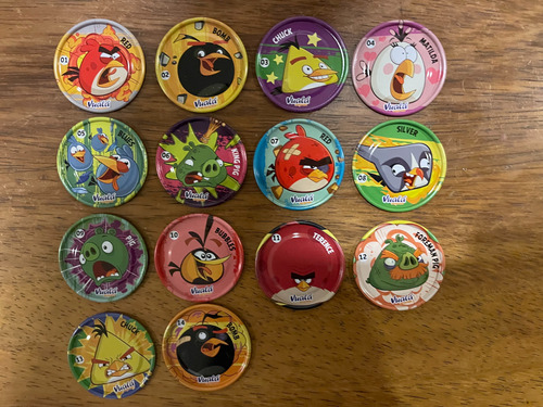 Colección  Completa Caps Tazos Angry Birds Vuala 2024 14 Pza