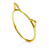 Anel Feminino Orelha De Gato Ouro 18k 750 Maciço Delicado