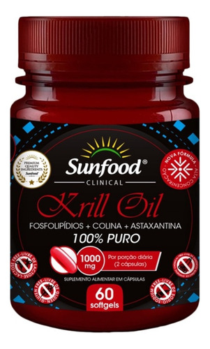 Krill Oil 1000mg - 60 Capsulas - Importado Sunfood Eua