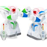 Robot De Pelea A Radio Control Remoto Juguete Luz Led Sonido Color Blanco