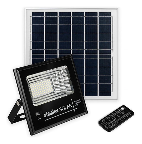 Reflector Solar Led 50w Atomlux Proyector Con Panel Solar