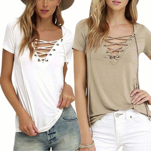 Blusas De Moda Blusas Sexy Cuello En V Casual Mujer