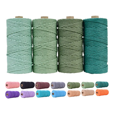 Pack De Hilo De Algodón Alan Para Macramé, De 3mm X 400m, Serie Verde
