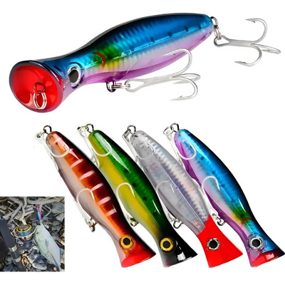 4 Señuelos Popper De 43g Kit Pesca Superficial Mar Playa Río | Envío gratis