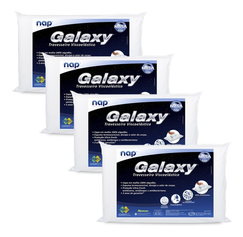 Kit 4 Travesseiros Nasa - Nap  Galaxy Visco Antialérgico