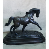 Estatua Petit Bronce En Forma De Caballo Base Madera