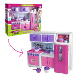 Cozinha Infantil Meninas Completa Coleção Cristal C/ Fogão  