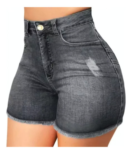 Short De Mezclilla Stretch Dama Moda Talle Alto Bermuda Muje