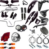 Kit Carenagem + Kit Farol Pisca Cg 125 Fan 2011 A 2012 Roxa