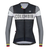 Jersey Ciclismo M/l Mujer Gw Colombia Endurance Negro Gris