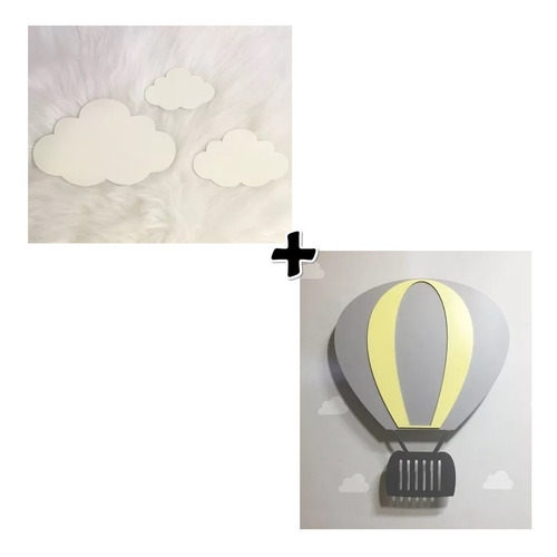 Enfeite 1 Balão Led 3 Nuvens Apliques Quarto Decoração Bebe