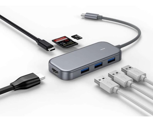 Hub Adaptador Com Usb Usb-c Hdmi Cartão Sd Micro Sd Tedge