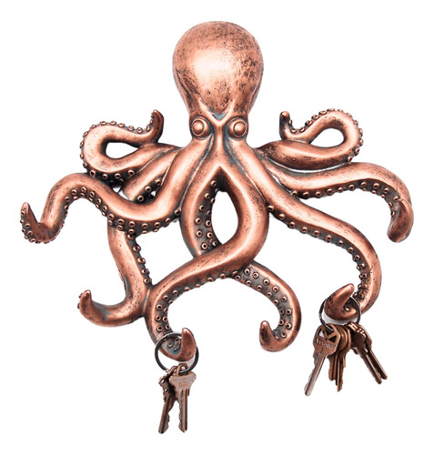 Wowser Gancho De Pared De Pulpo En Tono Dorado, Tema Náutico