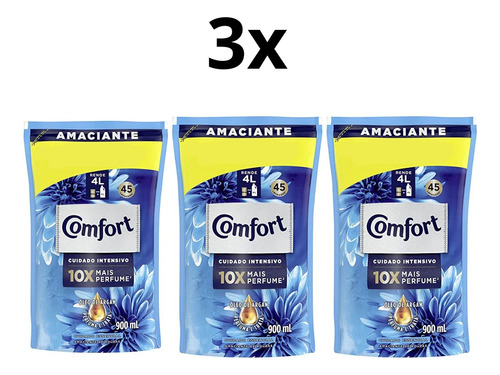 Kit C/ 3 Refil Amaciante Comfort Cuidado Essencial 900ml