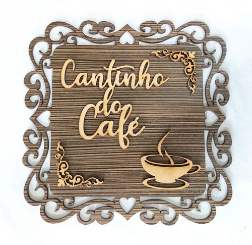 Cantinho Do Café Placa Quadrada Escrita E Xícara Cru Cozinha