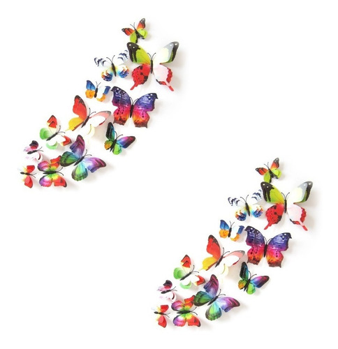 Borboletas Decorativas Asa Dupla Kit 24 Colorida Artificial