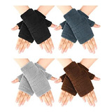 4 Pares De Guantes Sin Dedos De Invierno Para Mujer, Guantes