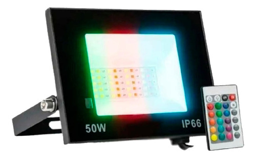 Refletor Colorido Holofote Led Rgb 50w Com Controle Aaatop