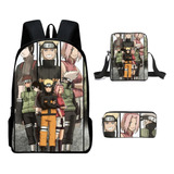 3pcs Naruto Kakashi Mochila Uzumaki Fiambrera For Niños