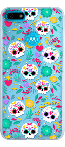 Funda Para Motorola Mujer Calaveras Flores Corazones Nombre