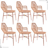  Kit 6 Cadeiras Cozinha Fibra Sintetica Preta Decorativa Sal