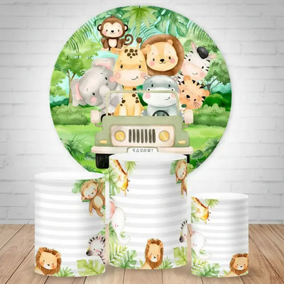 Kit Painel E Capa Trio De Cilindros Safari Kids Anivesário | Parcelamento sem juros