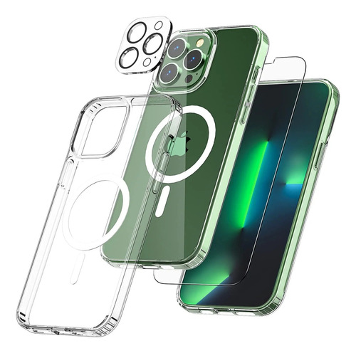 Kit Funda Magnética Vidrio Cubre Camara Para iPhone 14promax