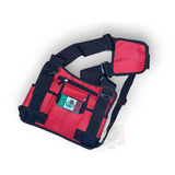 Chest Bag Pechera Doble Porta Radio Color Rojo + Parche De Regalo