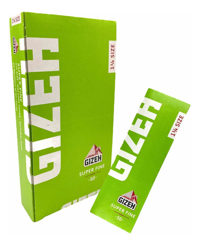 Papel Gizeh Verde 1 1/4 Caja X 25 Libritos X 50 Papelillos