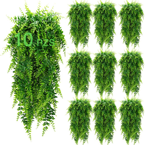 10pzs Helechos Planta Artificial Colgante Boda Fiesta Pared