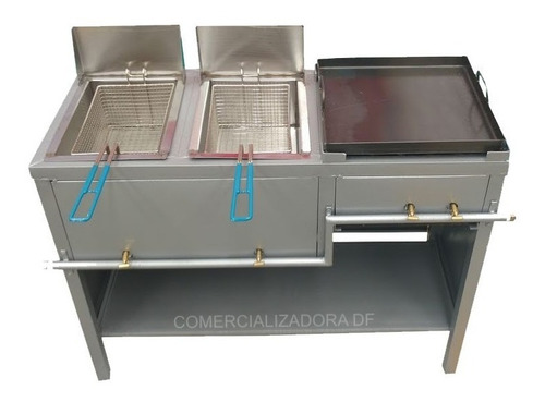 Freidora Doble Con Plancha De 40x40 Cocinas Negocios