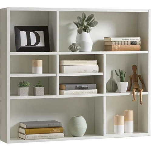 Estante De Parede 9 Nichos P/ Livros E Decoração Mdf Branco