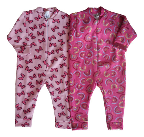 2 Macacão Com Zíper Soft Uni 1-2-3 Pijama Infantil Inverno