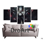 Quadro 5 Peças Morgana Coven Skin Lol Game Oferta Especial