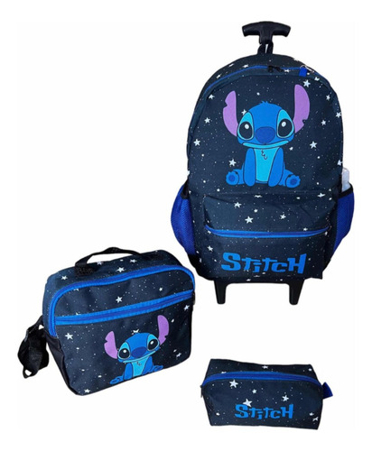 Kit Mochila  Lilo & Stitch Lancheira E Estojo Envio Hoje 