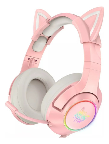 Audifonos Gaming Onikuma K9 Con Micrófono Y Luces Color Rosa