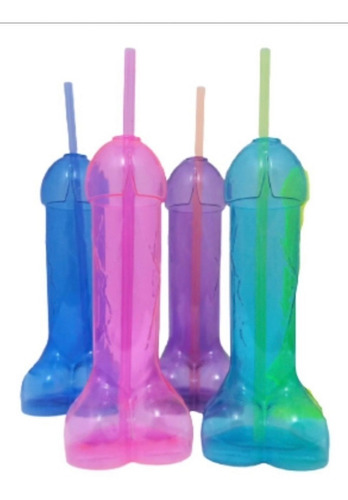 20 Vasos Plastico Pene Para Bebidas 428ml Con Popote
