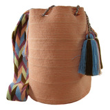 Mochila Wayuu Unicolor Lisa Beige Paste Original 