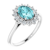 Anillo De Moda Estilo Halo De Diamantes Con Circonita Azul P