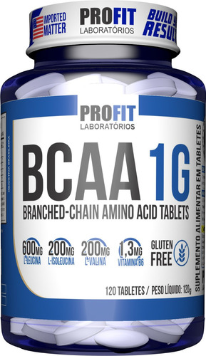 Bcaa 1g - 120 Tablets Aminoácido - Profit Laboratórios Sabor Sem Sabor