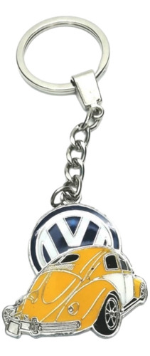 Llavero De Vocho Amarillo Original Con Logos De Vw Hermoso