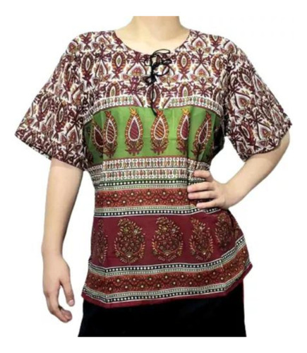 Blusa Maya Mangas Cortas 100% Algodon Importado Hindu